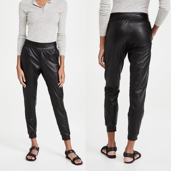 Commando Pants - Commando Faux Leather Black Jogger Pull On Pants